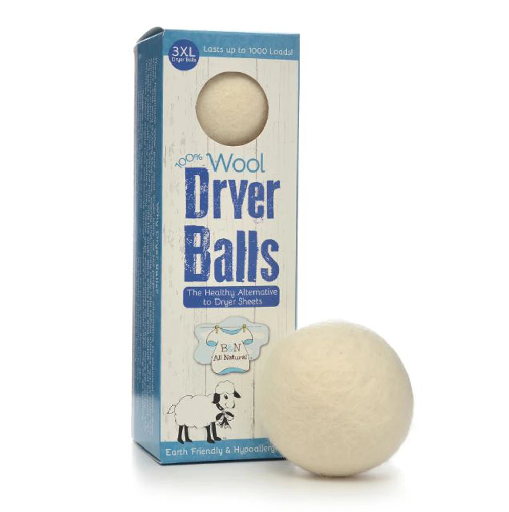 Brooke & Nora 100% Natural Wool Dryer Balls -- 3 Balls