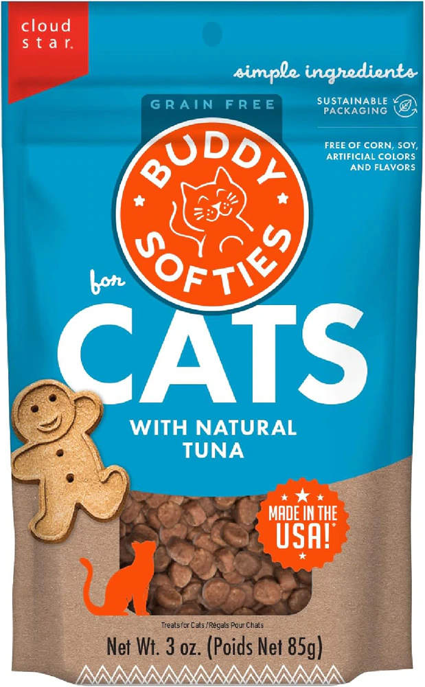 Buddy Softies Cat Treats Soft & Chewy Grain Free Tuna -- 3 oz