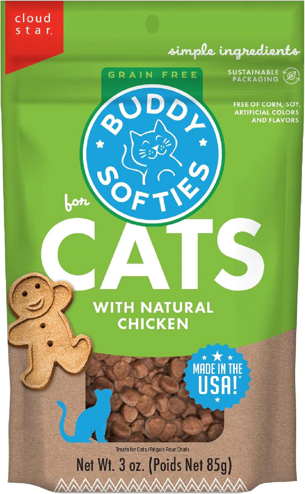 Buddy Softies Cat Treats Soft & Chewy Grain Free Chicken -- 3 oz
