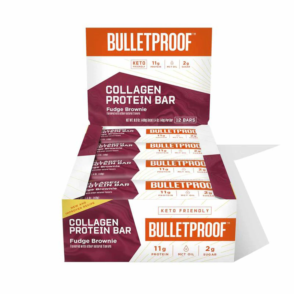 Bulletproof Collagen Protein Bars Fudge Brownie -- 12 Bars