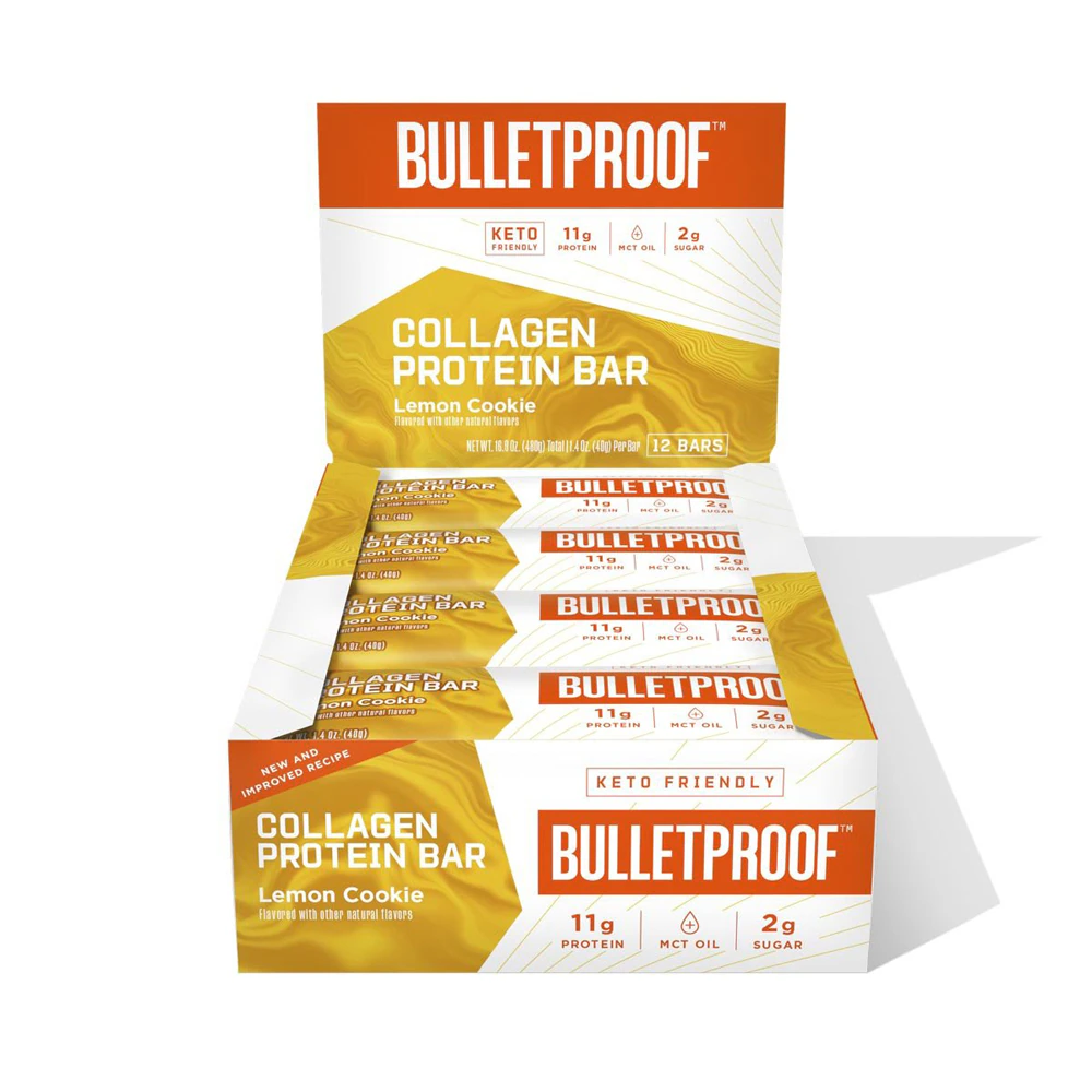 Bulletproof Collagen Protein Bars Lemon Cookie -- 12 Bars