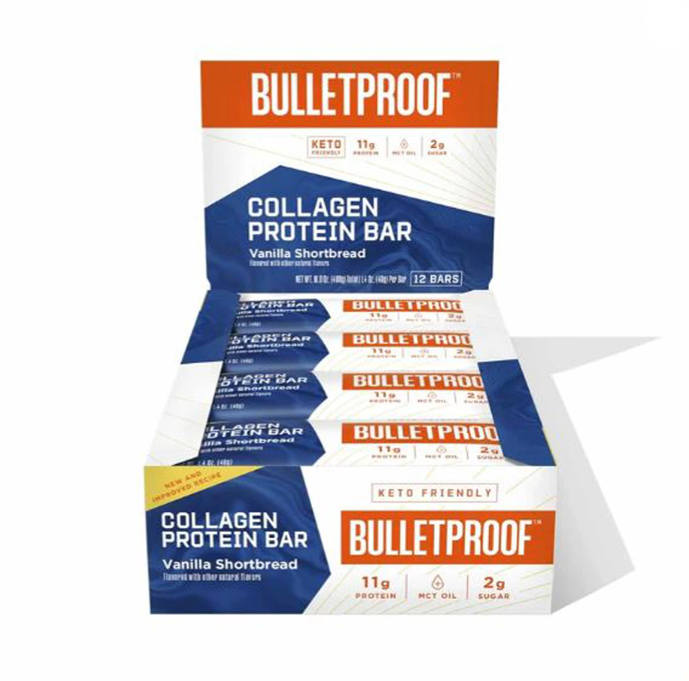 Bulletproof Collagen Protein Bars Vanilla Shortbread -- 12 Bars