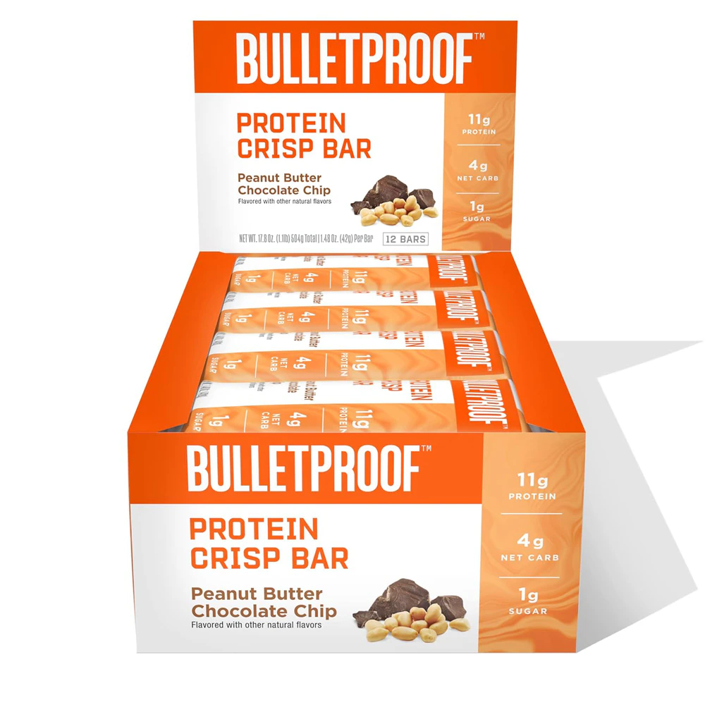 Bulletproof Crisp Protein Bar Peanut Butter Chocolate Chip -- 12 Bars