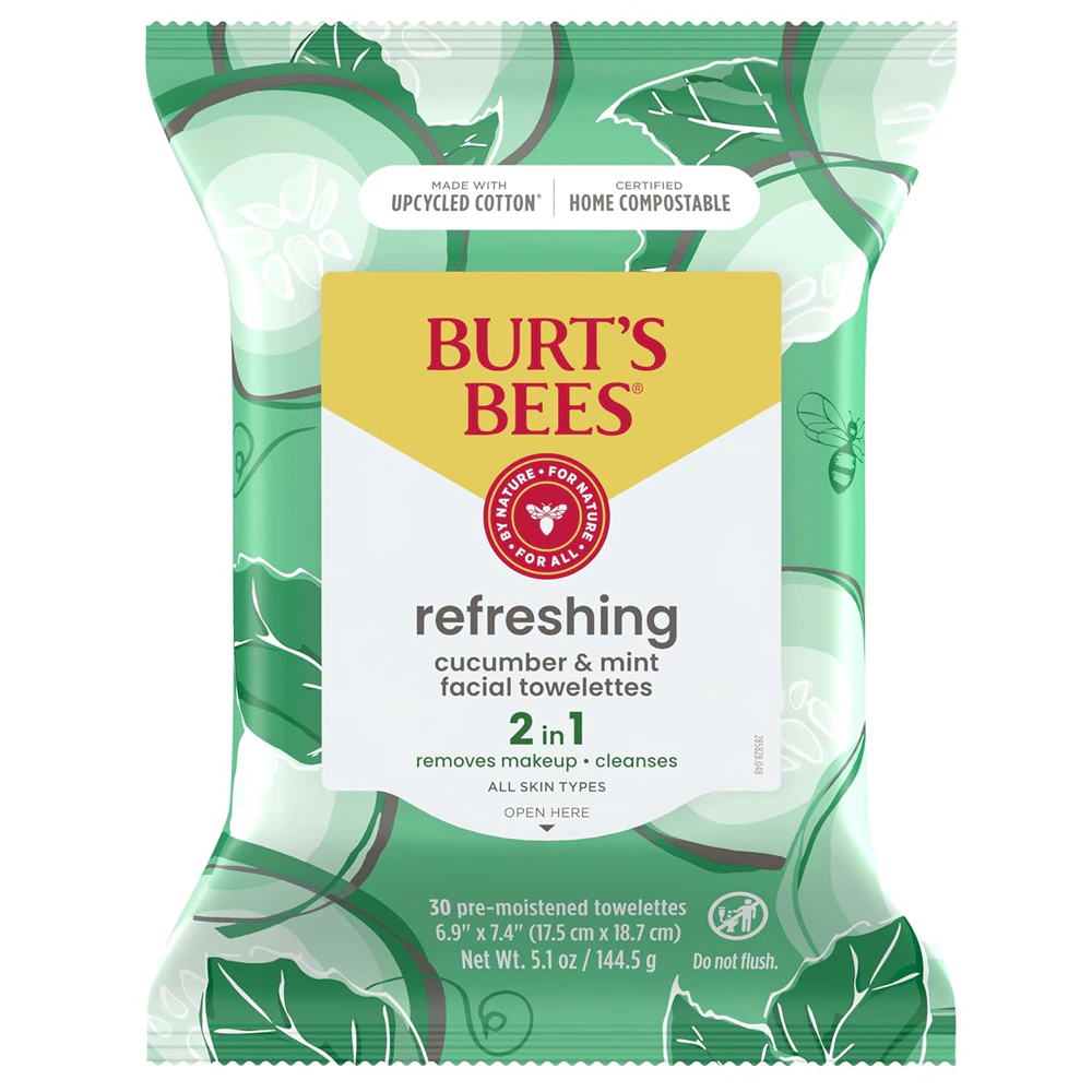 Burt's Bees Facial Cleansing Towelettes for Cucumber and Mint -- 30 Towelettes