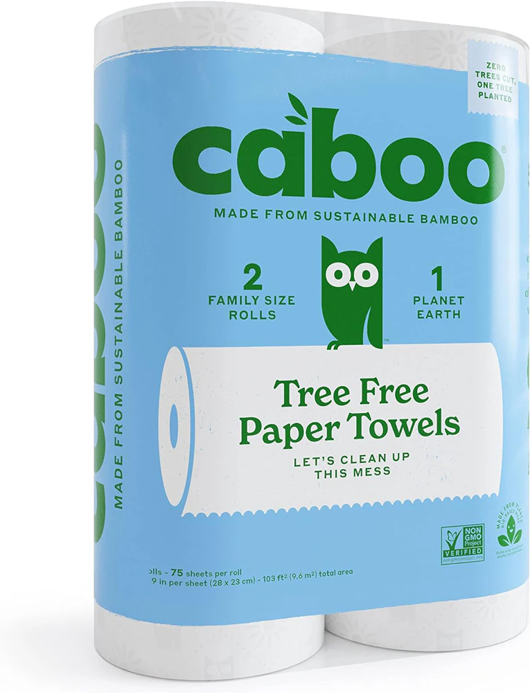 Caboo Tree Free Bamboo Paper Towels -- 2 Rolls