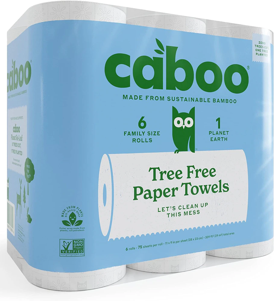 Caboo Tree Free Bamboo Paper Towels -- 6 Rolls