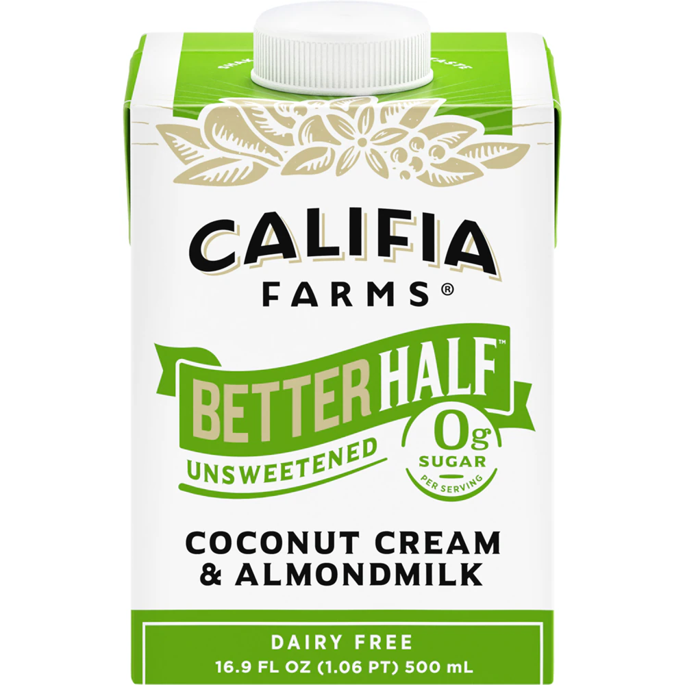 Califia Farms Dairy Free Unsweetened Better Half Almond Milk Half and Half -- 16.9 fl oz