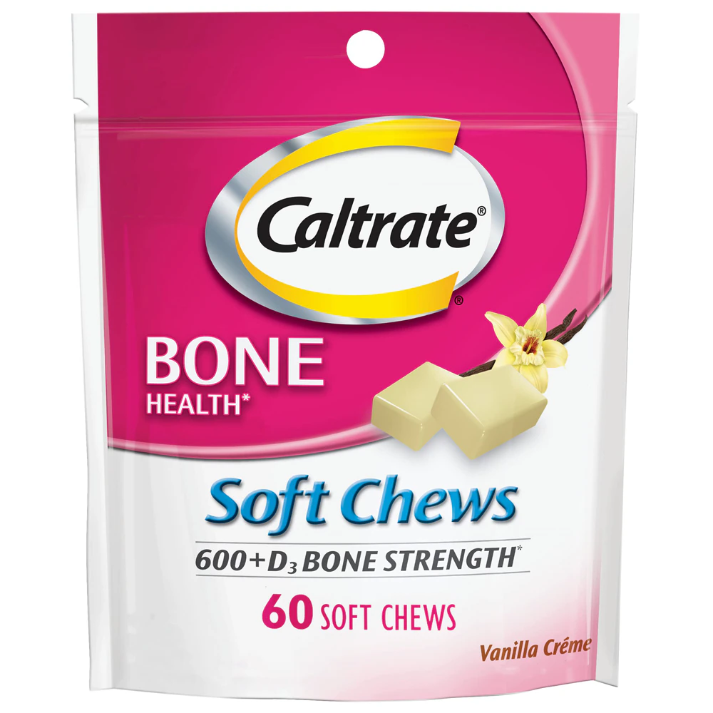 Caltrate 600+D3 Bone Strength Vanilla Creme -- 60 Soft Chews