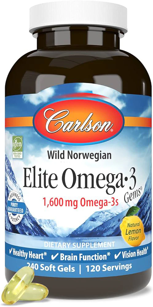 Carlson Elite Omega-3 Gems Lemon -- 1600 mg - 240 Softgels