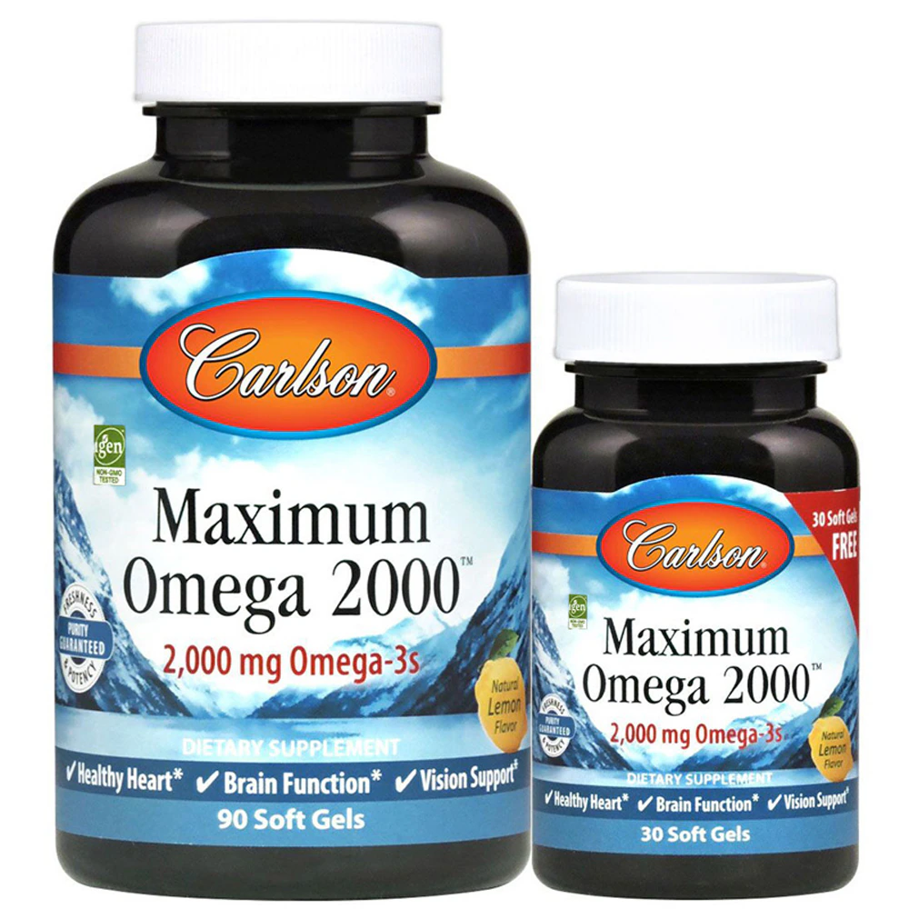 Carlson Maximum Omega 2000 Natural Lemon -- 120 Softgels