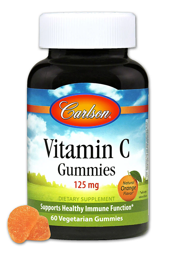 Carlson Vitamin C Gummies Natural Orange -- 125 mg - 60 Vegetarian Gummies