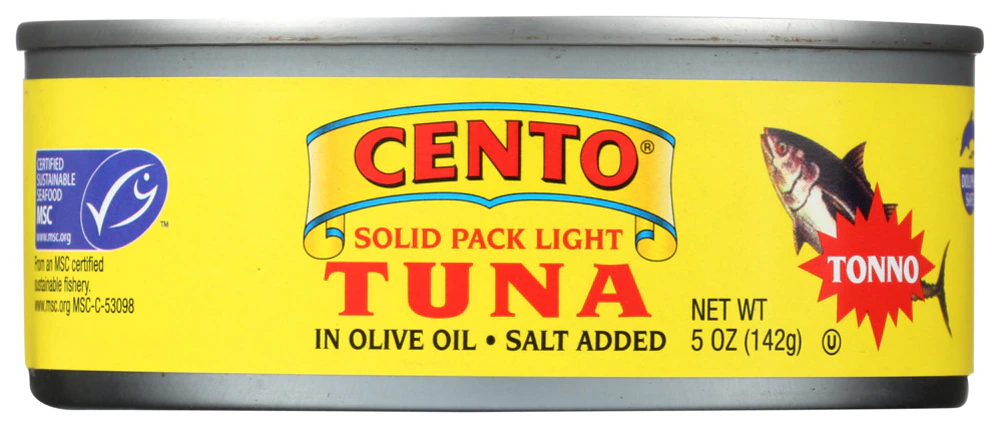 Cento MSC Certified Solid Packed Light Can Tuna in Olive Oil -- 5 oz