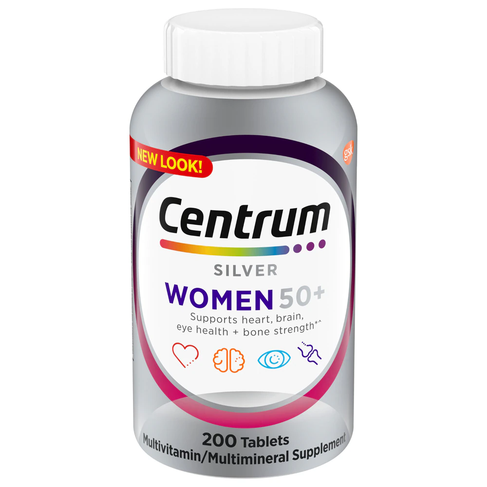Centrum Multivitamin Supplement for Women 50 Plus Supports Memory and Cognition in Older Adults -- 200 Tablets