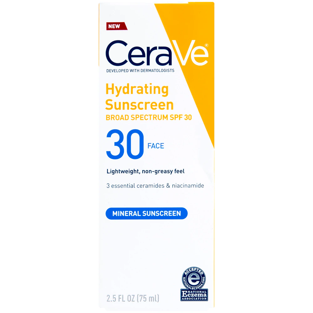 CeraVe Hydrating Mineral Sunscreen Lotion for Face SPF 30 -- 2.5 fl oz
