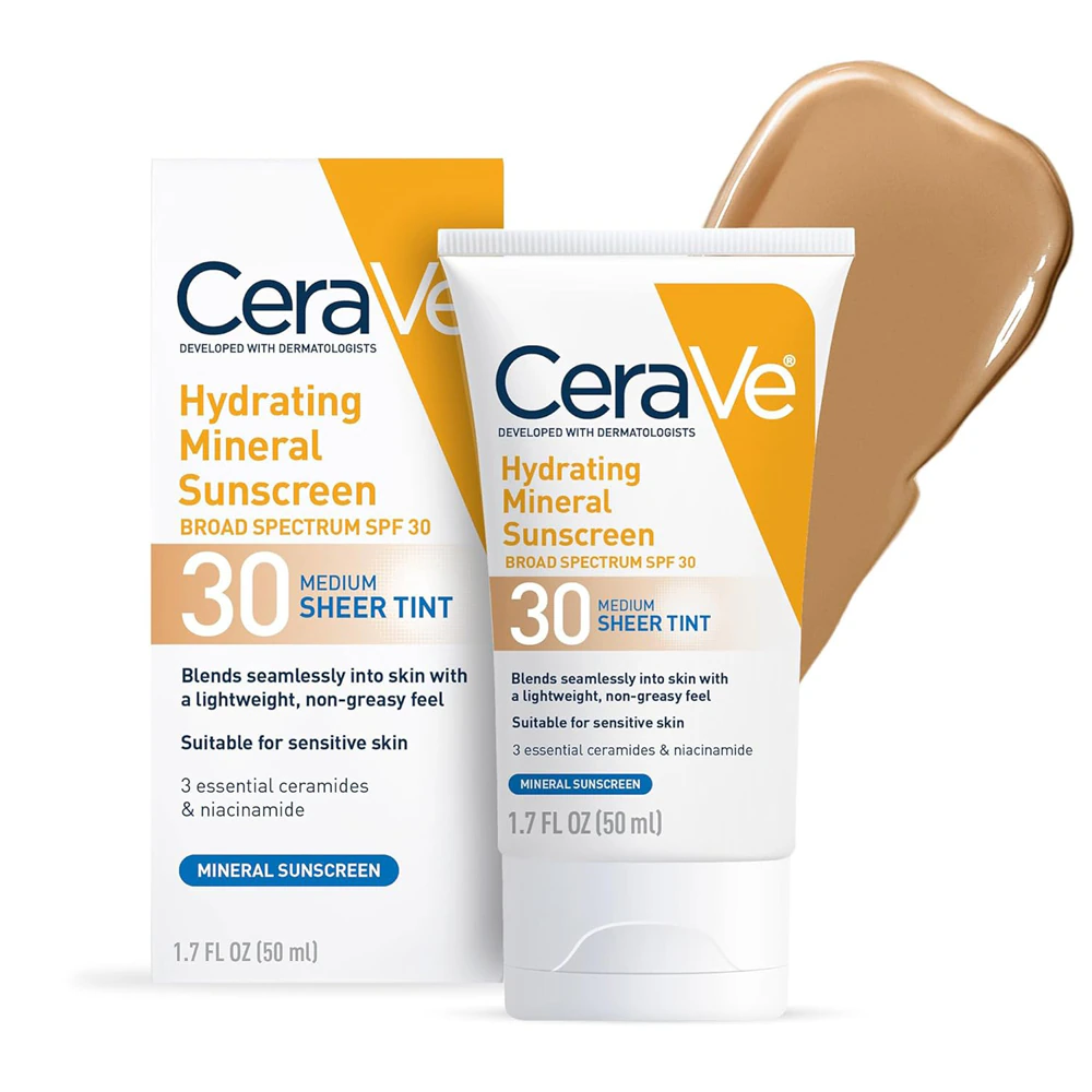 CeraVe Hydrating Mineral Sunscreen Sheer Tint SPF 30 - Medium -- 1.7 fl oz