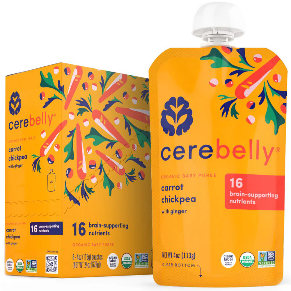 Cerebelly Organic Baby Food Purees Carrot Chickpea with Ginger -- 6 Pouches