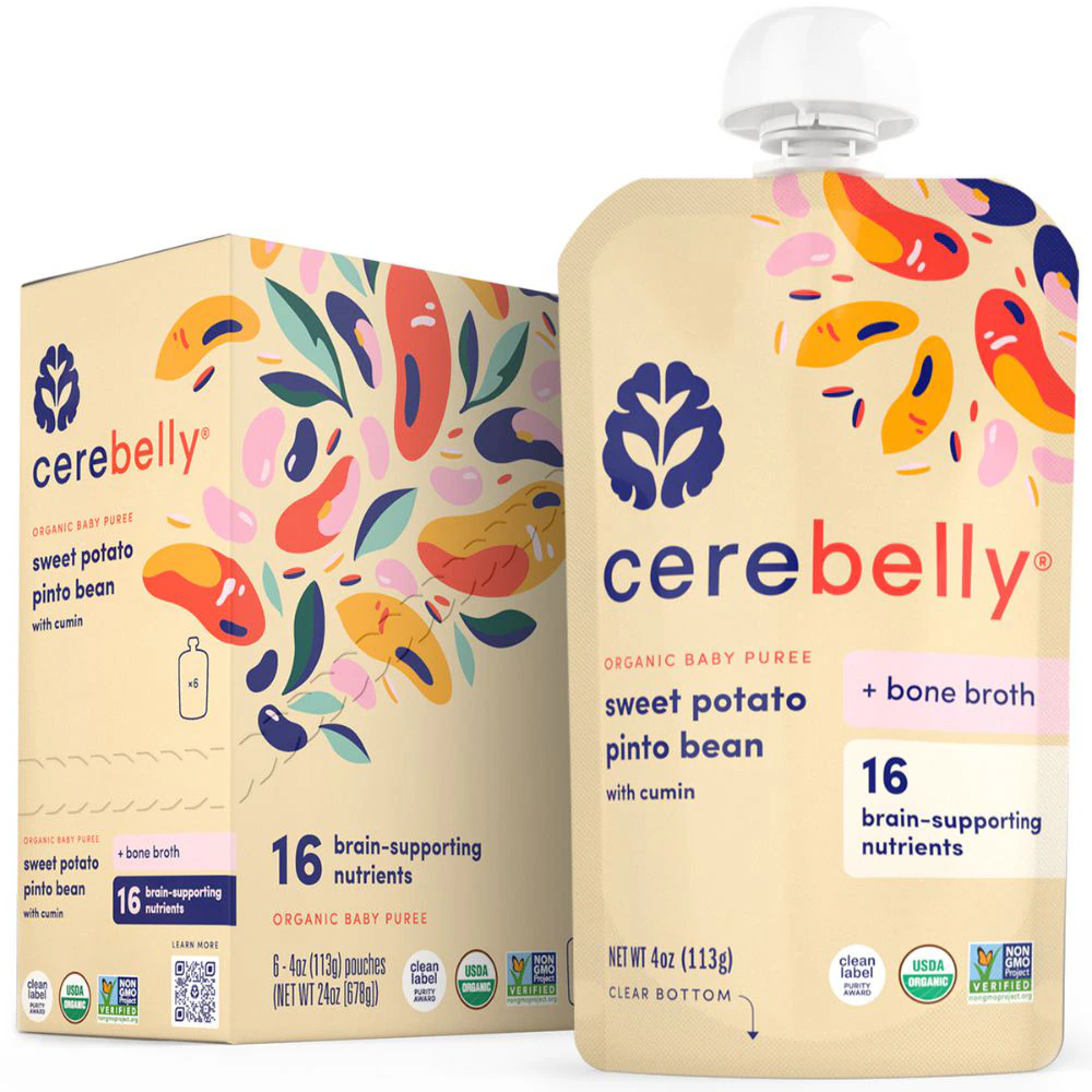 Cerebelly Organic Baby Food Purees Sweet Potato Pinto Bean -- 6 Pouches
