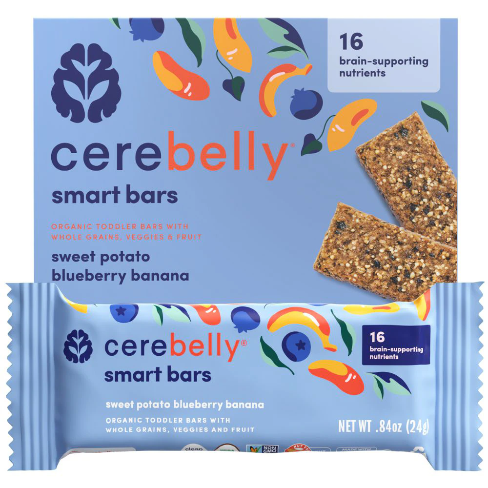 Cerebelly Organic Smart Toddler Snack Bars Blueberry Banana Sweet Potato -- 5 Bars