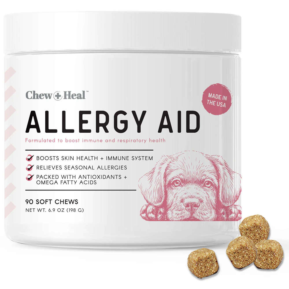 Chew + Heal Allergy Aid Immune Boost Supplement for Dogs -- 90 Soft Chews