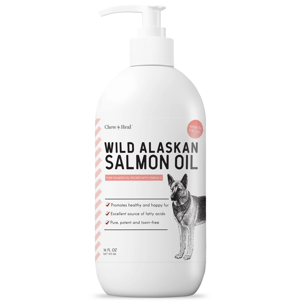 Chew + Heal Pure Wild Alaskan Salmon Oil Single Ingredient for Dogs -- 16 fl oz