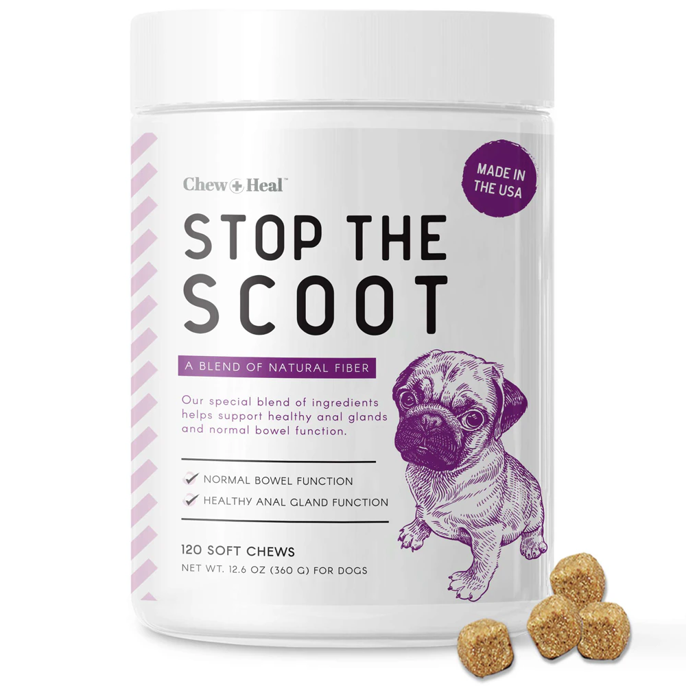 Chew + Heal Stop The Scoot Anal Glands Supplement for Dogs -- 120 Soft Chews