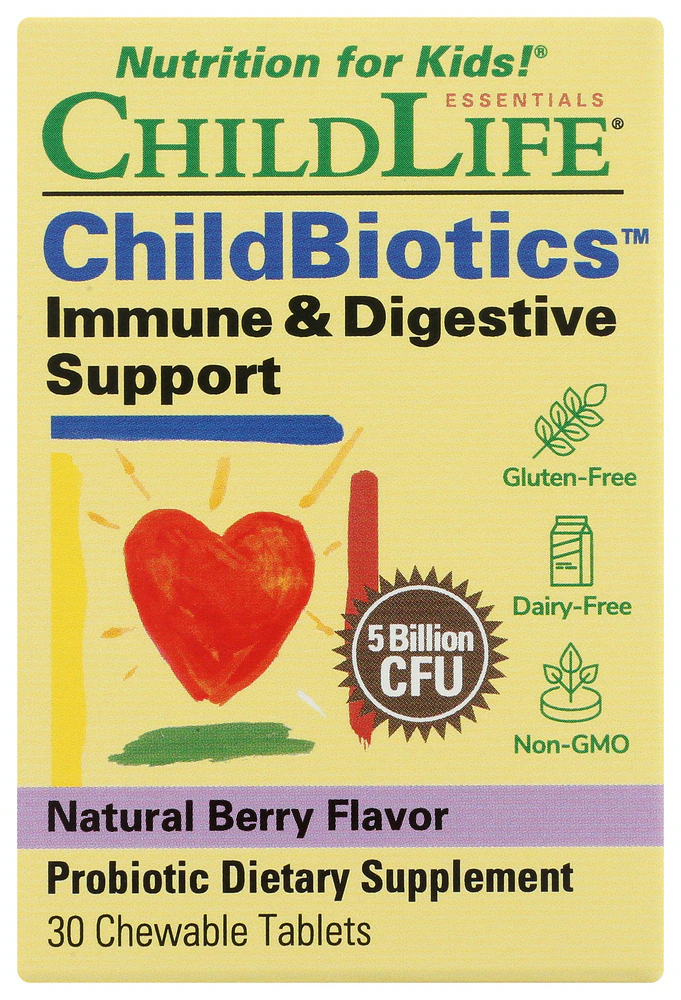 Childlife Childbiotics Immune & Digestive Support Natural Berry -- 30 Chewable Tablets