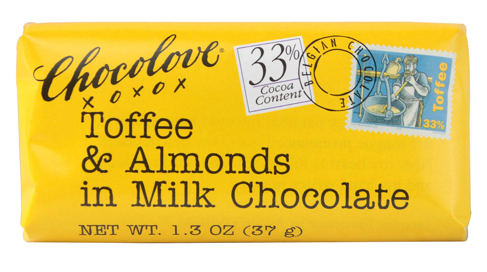 Chocolove Kosher Mini Milk Chocolate Bar Toffee & Almonds -- 1.3 oz