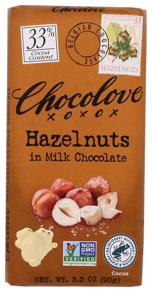 Chocolove Milk Chocolate Bar Hazelnut -- 3.2 oz