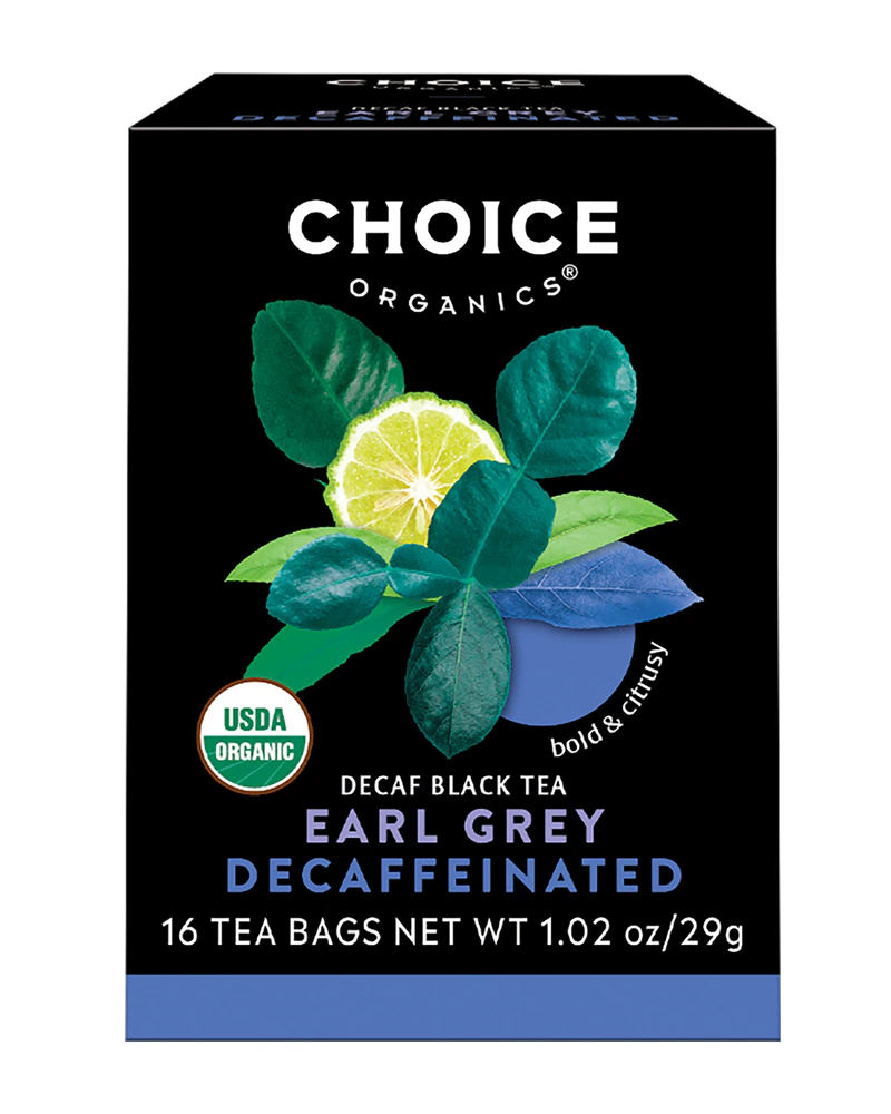 Choice Organics Tea Earl Grey Decaffeinated Black Tea -- 16 Tea Bags