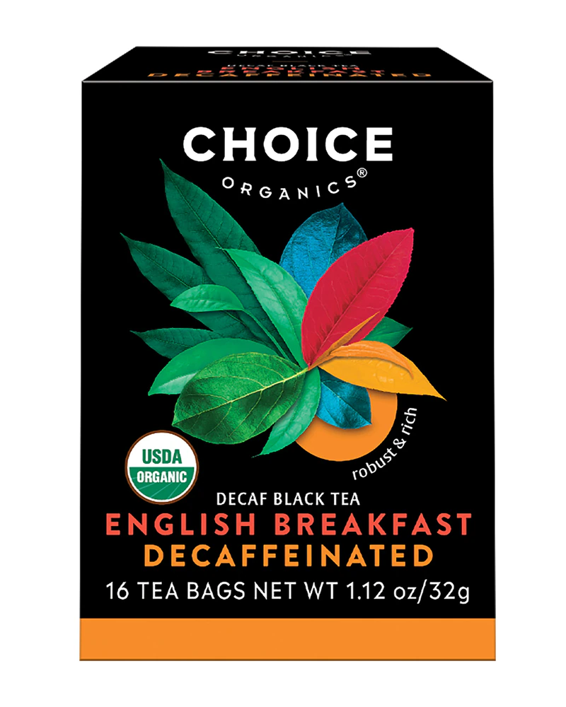 Choice Organics Tea English Breakfast Decaffeinated Black Tea -- 16 Tea Bags