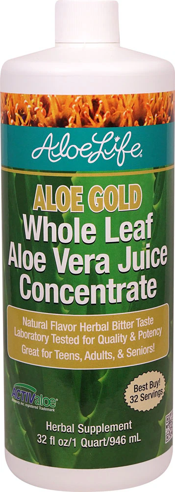 Aloe Life Whole Leaf Aloe Gold Herbal Bitter Concentrate Natural -- 32 fl oz