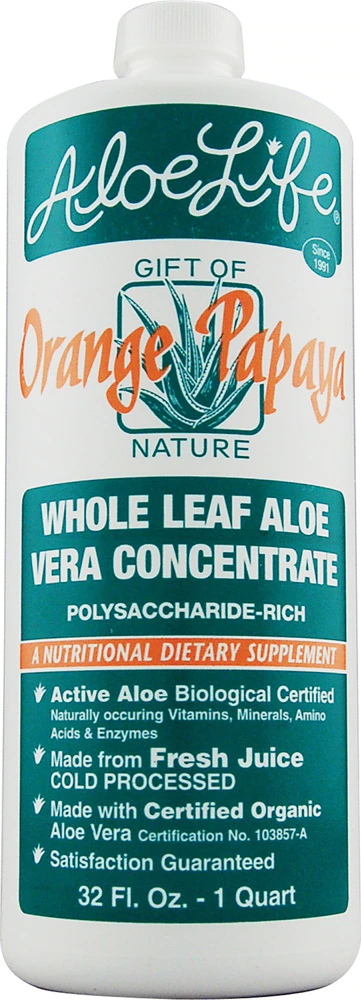 Aloe Life Whole Leaf Aloe Vera Juice Concentrate Orange Papaya -- 32 fl oz