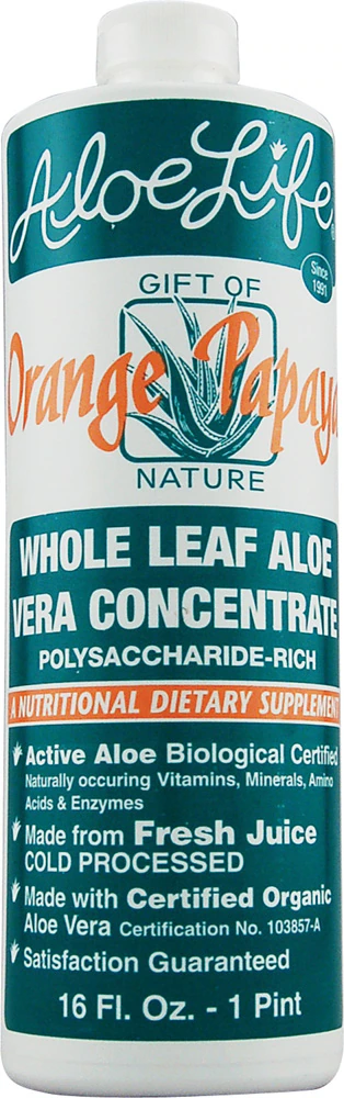 Aloe Life Whole Leaf Aloe Vera Juice Concentrate Orange Papaya -- 16 fl oz