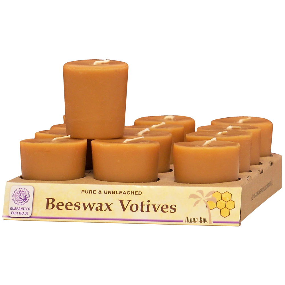 Aloha Bay Beeswax Votives 100% Pure Unbleached -- 12 Votives