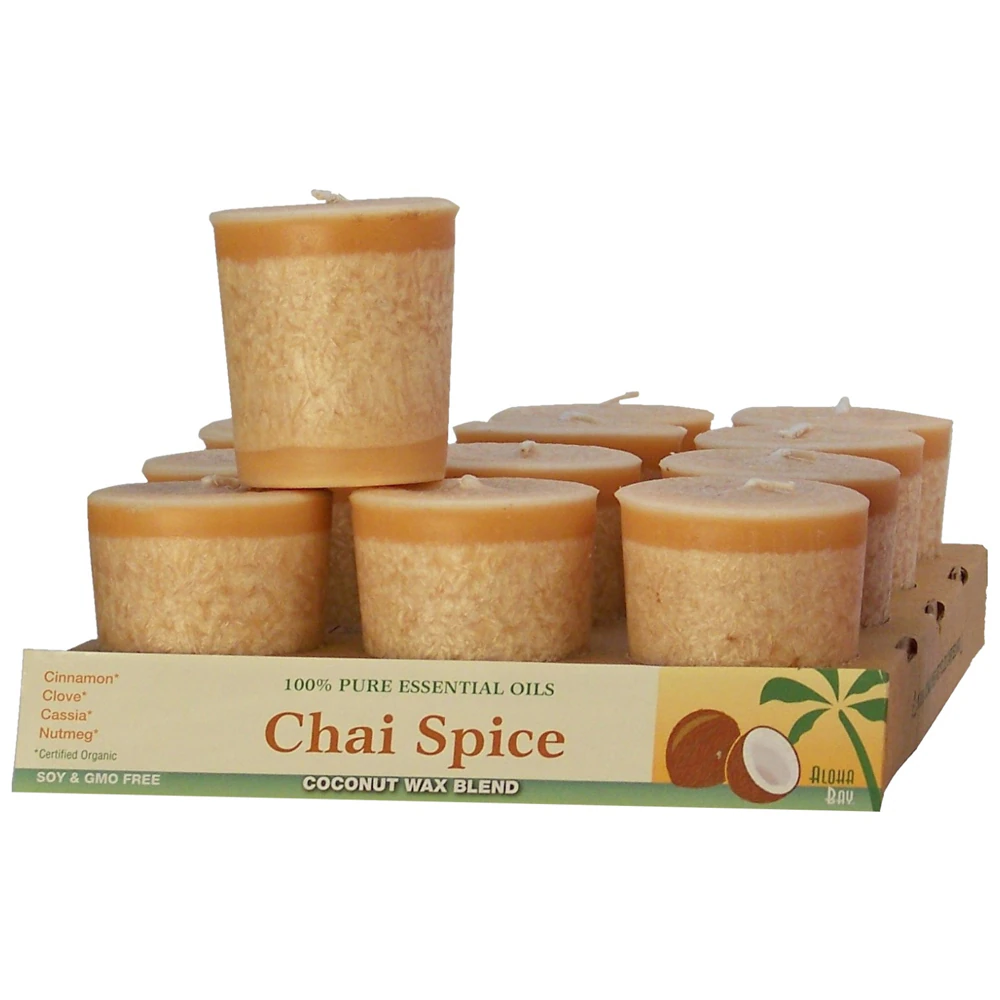 Aloha Bay Candle Votive Essential Oil Chai Spice -- 12 Candles