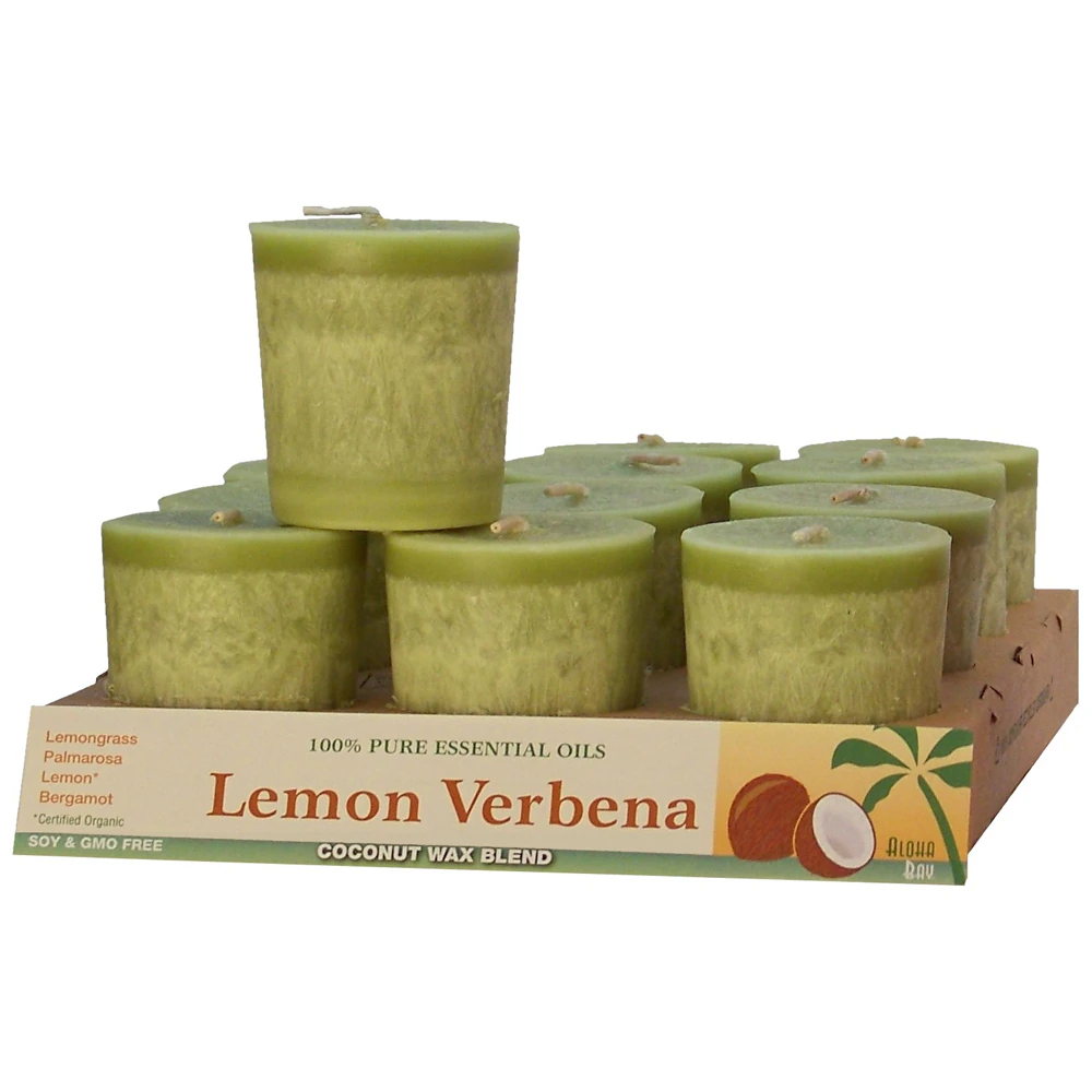 Aloha Bay Candle Votive Essential Oil Lemon Verbena -- 12 Candles