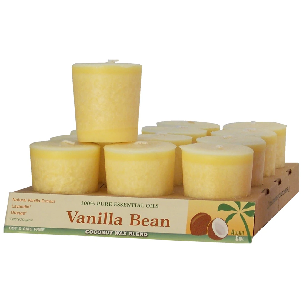 Aloha Bay Candle Votive Essential Oil Vanilla Bean -- 12 Candles