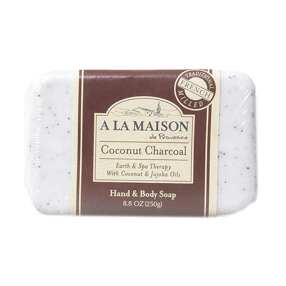 A La Maison French Milled Hand & Body Bar Soap Coconut Charcoal -- 8.8 oz