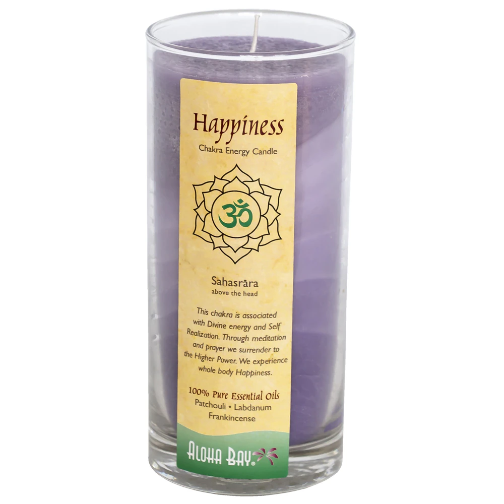 Aloha Bay Chakra Candle Jar Happiness Patchouli Frankincense -- 11 oz