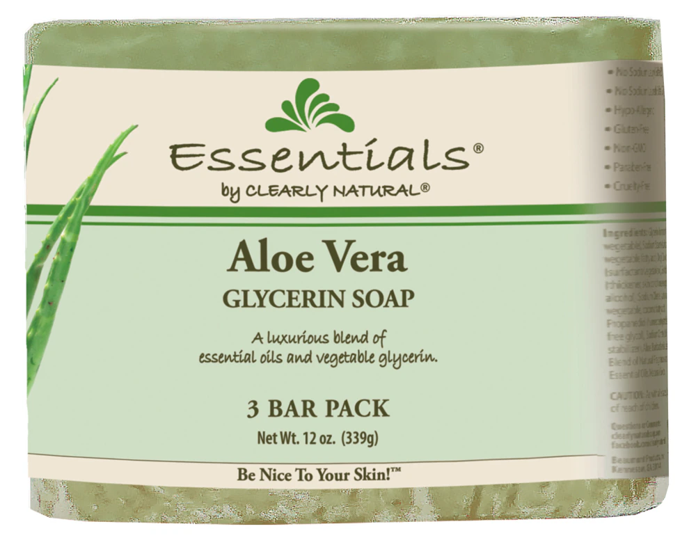 Clearly Natural Essentials Glycerin Bar Soap Aloe Vera -- 4 oz Each / 3 Pack