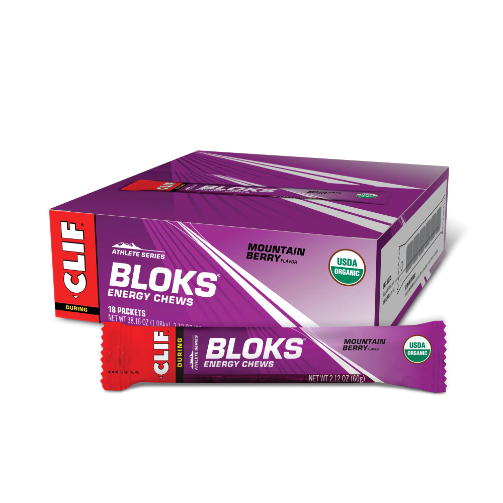 Clif Bar Organic BLOKS Energy Chews Mountain Berry -- 18 Packets