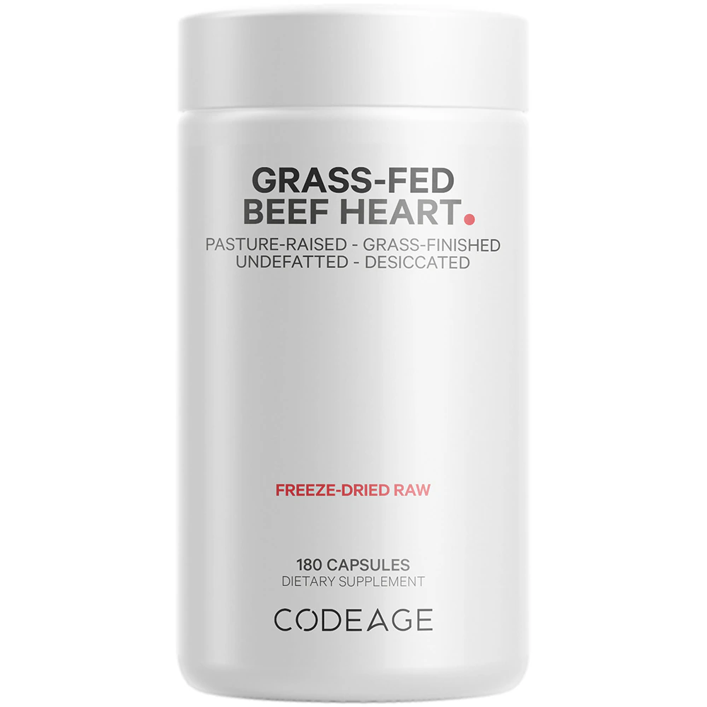 Codeage Grass Fed Beef Heart - Bovine Glandular Superfood Supplement -- 180 Capsules
