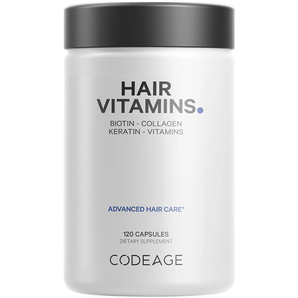 Codeage Hair Vitamins - Biotin 10000 mcg Keratin Collagen Zinc Inositol Supplement -- 120 Capsules