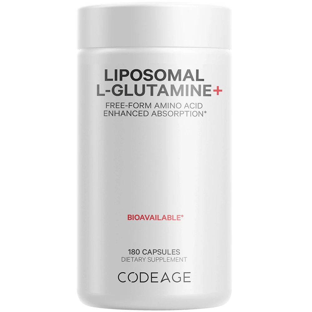Codeage L-Glutamine 1000mg Supplement-Free-Form Amino Acid Glutamin-Gut Health-Immune-Muscles Support -- 180 Capsules