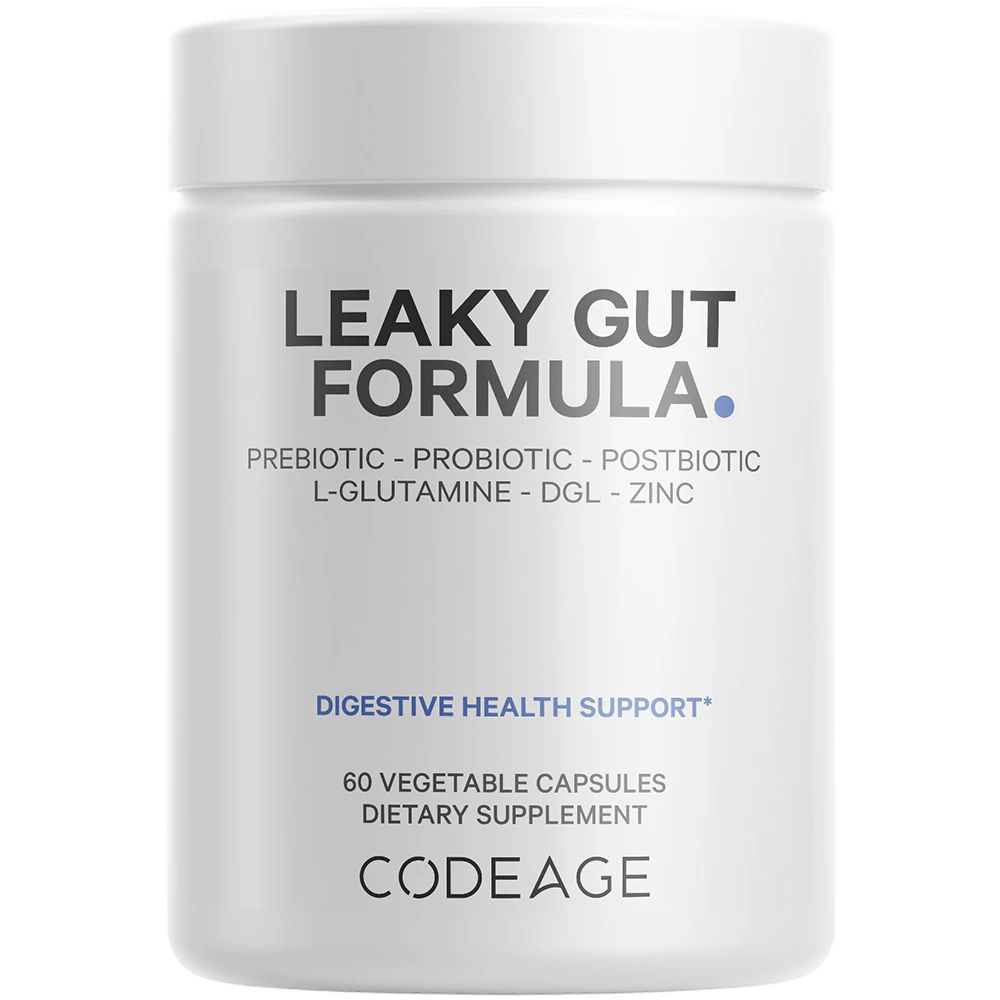 Codeage Leaky Gut Supplement - L-Glutamine Probiotics Vitamin D & Zinc - Vegan -- 60 Capsules