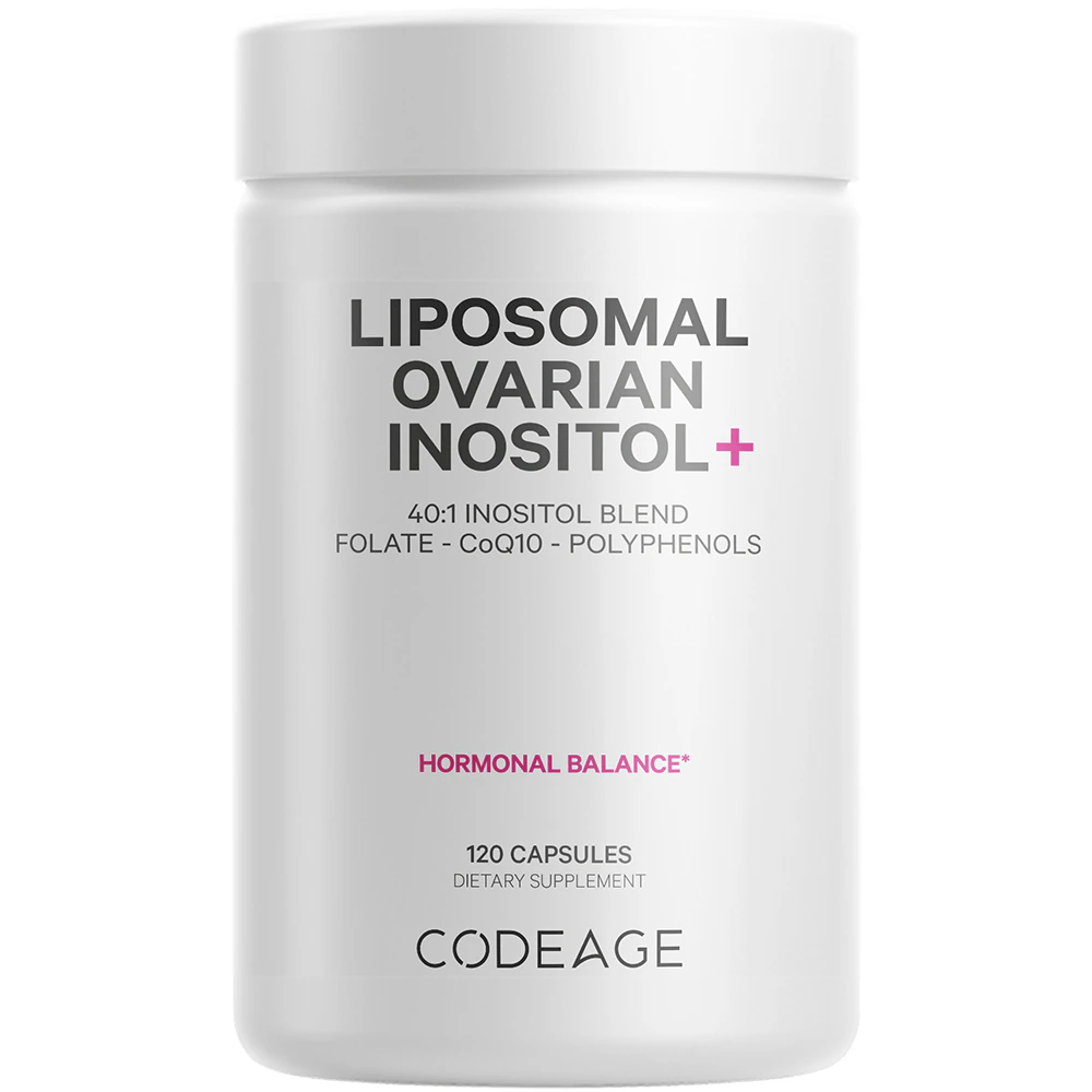 Codeage Liposomal Ovarian Inositol + Supplement - Folate & CoQ10 Phytosome Hormonal Balance -- 120 Capsules