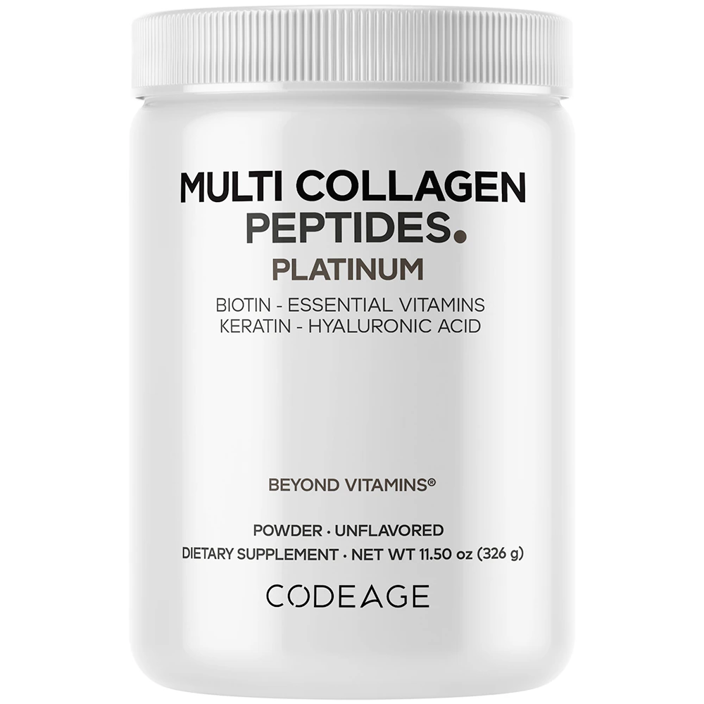 Codeage Multi Collagen Peptides Powder-Biotin 10000 mcg-Keratin-Hyaluronic Acid-Vitamin C - Hydrolyzed Collagen Protein -- 11.5 oz