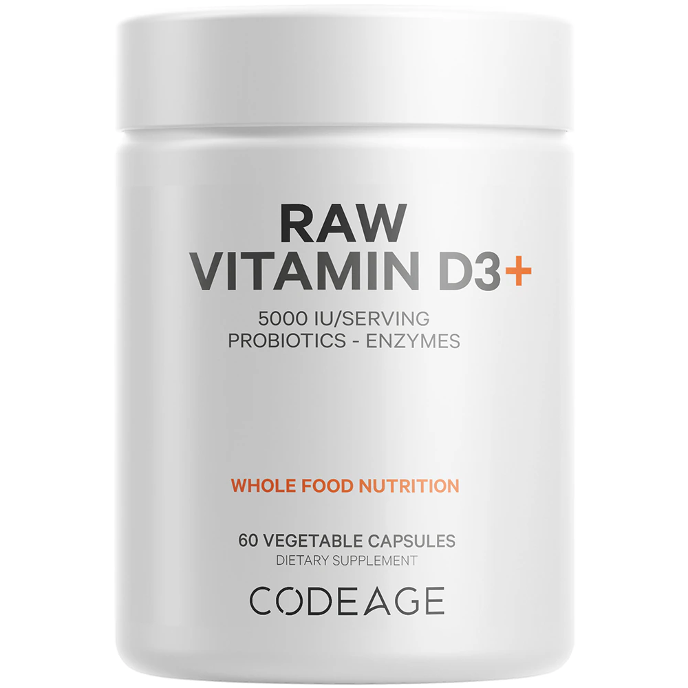 Codeage Raw Vitamin D3+ 5000 IU Omega-9 Probiotics Digestive Enzymes Raw Fruits & Greens -- 60 Vegetable Capsules