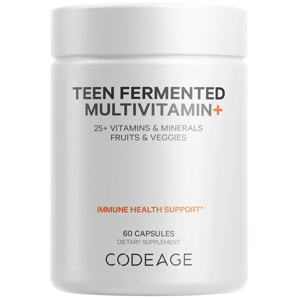 Codeage Teen Daily Multivitamin - Vitamins A B C D E K Zinc Biotin & Probiotics Vegan Supplement -- 60 Capsules