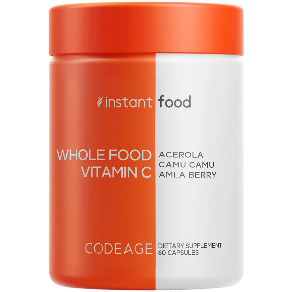 Codeage Whole Food Vitamin C - Acerola - Camu Camu - Amla Berry - Rose Hips - Citrus Bioflavonoids -- 60 Capsules